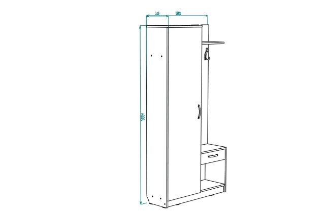 Прихожая МЛ - 8 левая(без зеркала) , Собран