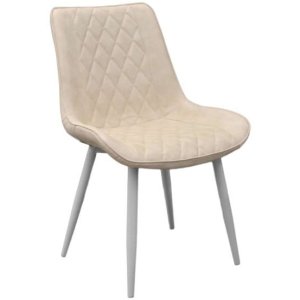Scaun Hans~Beige PU Cosy 15+White Legs