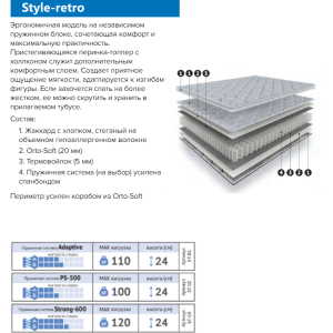 Матрас  Style-retro PS-500 ST-02 160 х 200