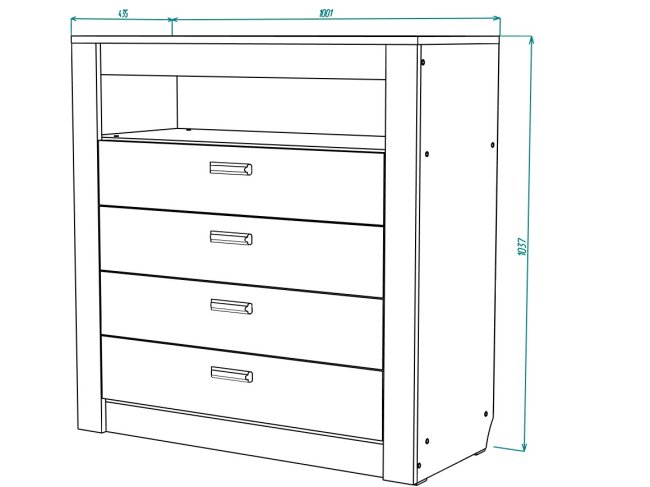 Гамма №15 комод 4 ящика 1000 МЛ