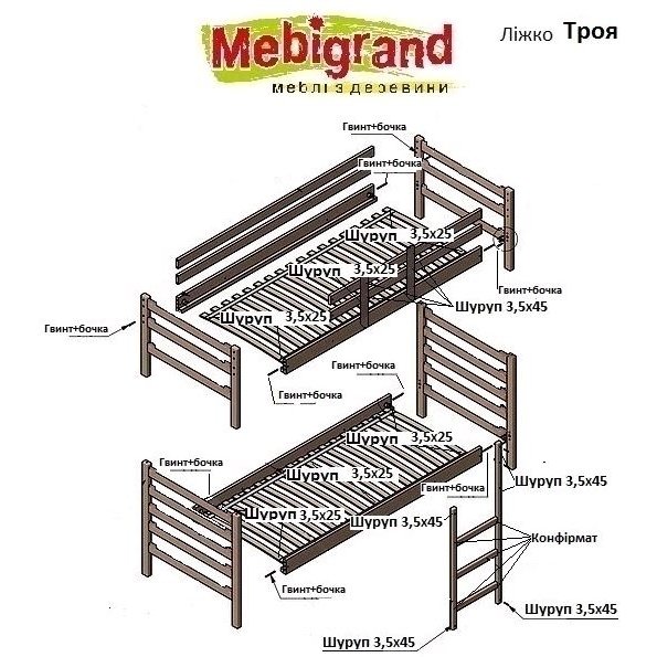 ТРОЯ 80 х 200 (2х ярус) (Мебигр) ТРОЯ 80 х 200 (2х ярус) (Мебигр)