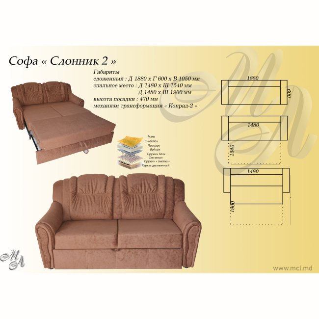 Софа "СЛОНИК" 2 К-1 TFK