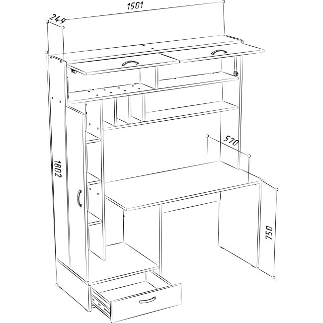 Стол письменный МЛ- 1 левый